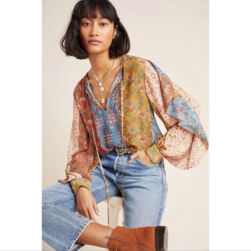 ANTHROPOLOGIE Sachin + Babi IIiana Ruffle Blouse - Picture 1 of 8